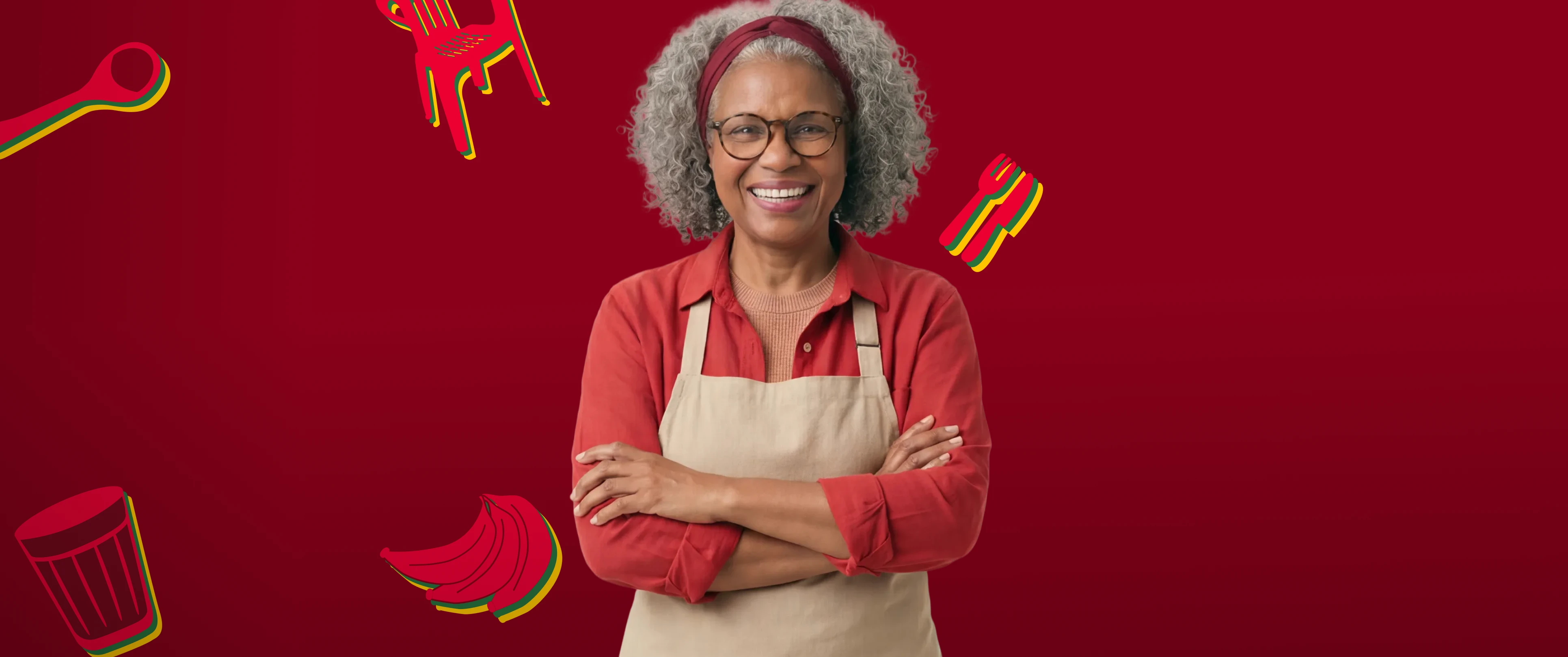 Background com uma proprietária de restaurante