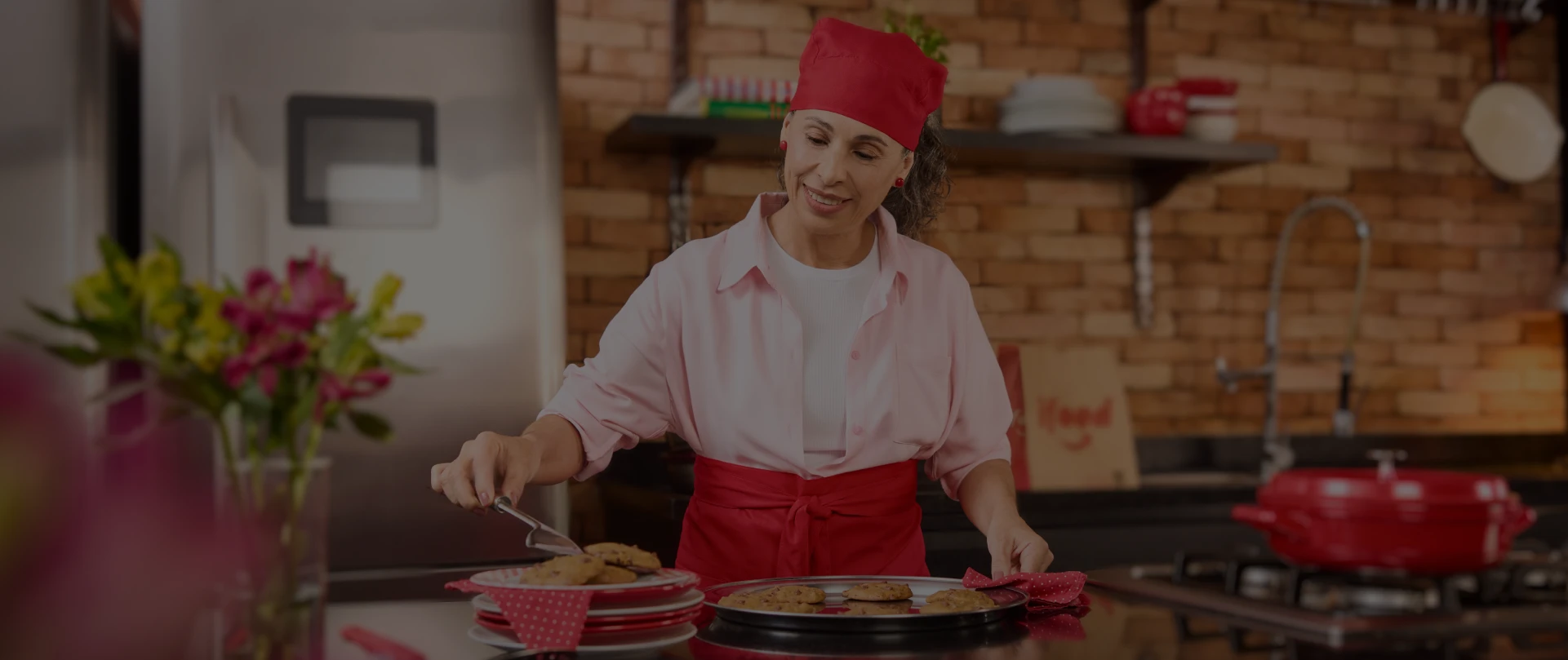 Background com uma proprietária de restaurante