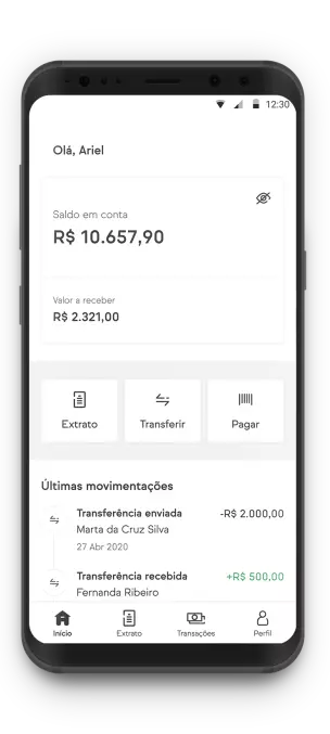 Captura da tela inicial do app movile pay